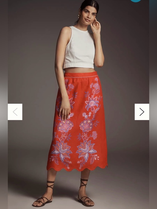 FARM Rio Dresses & Skirts - Farm Rio Porcelain Garden Linen Midi Skirt